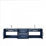 Geneva 72" Navy Blue Double Vanity, White Carrara Marble Top, White Square Sinks and no Mirror