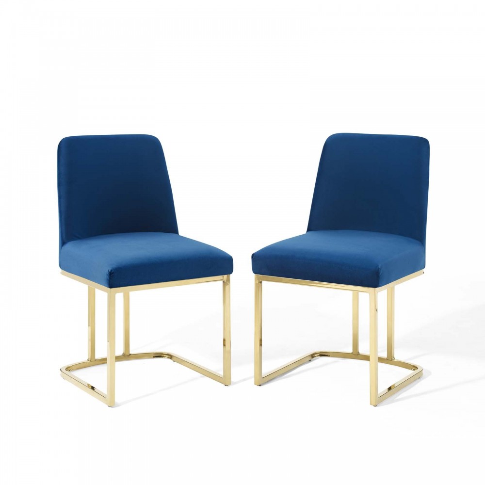 Amplify Sled Base Performance Velvet Dining Chairs - Set of 2 Amplify Sled Base Performance Velvet Dining Chairs - Set of 2