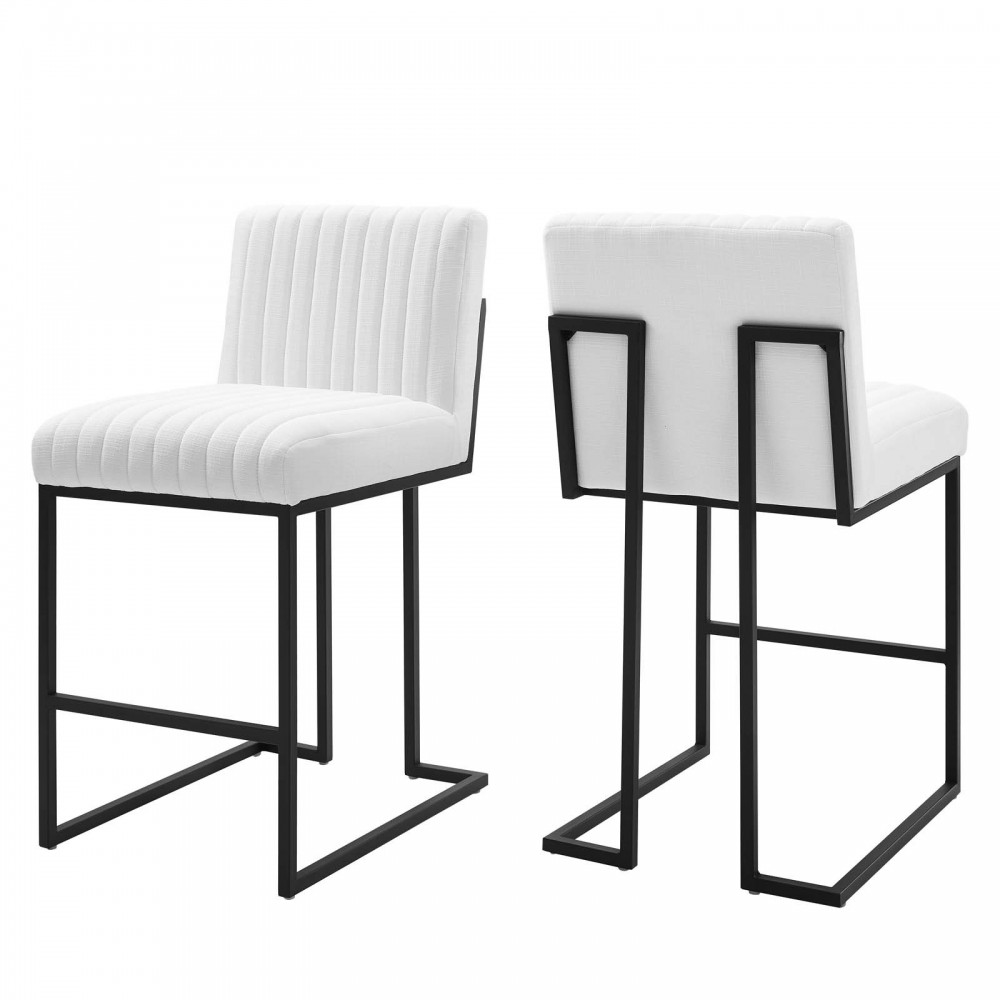 Indulge Channel Tufted Fabric Counter Stools - Set of 2 Indulge Channel Tufted Fabric Counter Stools - Set of 2