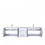 Geneva 80" Glossy White Double Vanity, White Carrara Marble Top, White Square Sinks and no Mirror