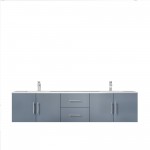 Geneva 80" Dark Grey Double Vanity, White Carrara Marble Top, White Square Sinks and no Mirror