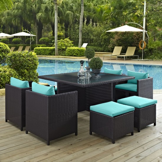 Inverse 9 Piece Outdoor Patio Dining Set