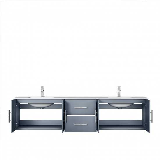 Geneva 80" Dark Grey Double Vanity, White Carrara Marble Top, White Square Sinks and no Mirror