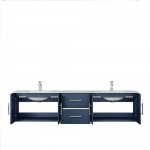 Geneva 80" Navy Blue Double Vanity, White Carrara Marble Top, White Square Sinks and no Mirror