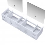 Geneva 84" Glossy White Double Vanity, no Top and 36" LED Mirrors