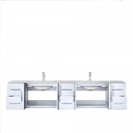 Geneva 84" Glossy White Double Vanity, White Carrara Marble Top, White Square Sinks and no Mirror