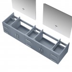 Geneva 84" Dark Grey Double Vanity, no Top and 36" LED Mirrors