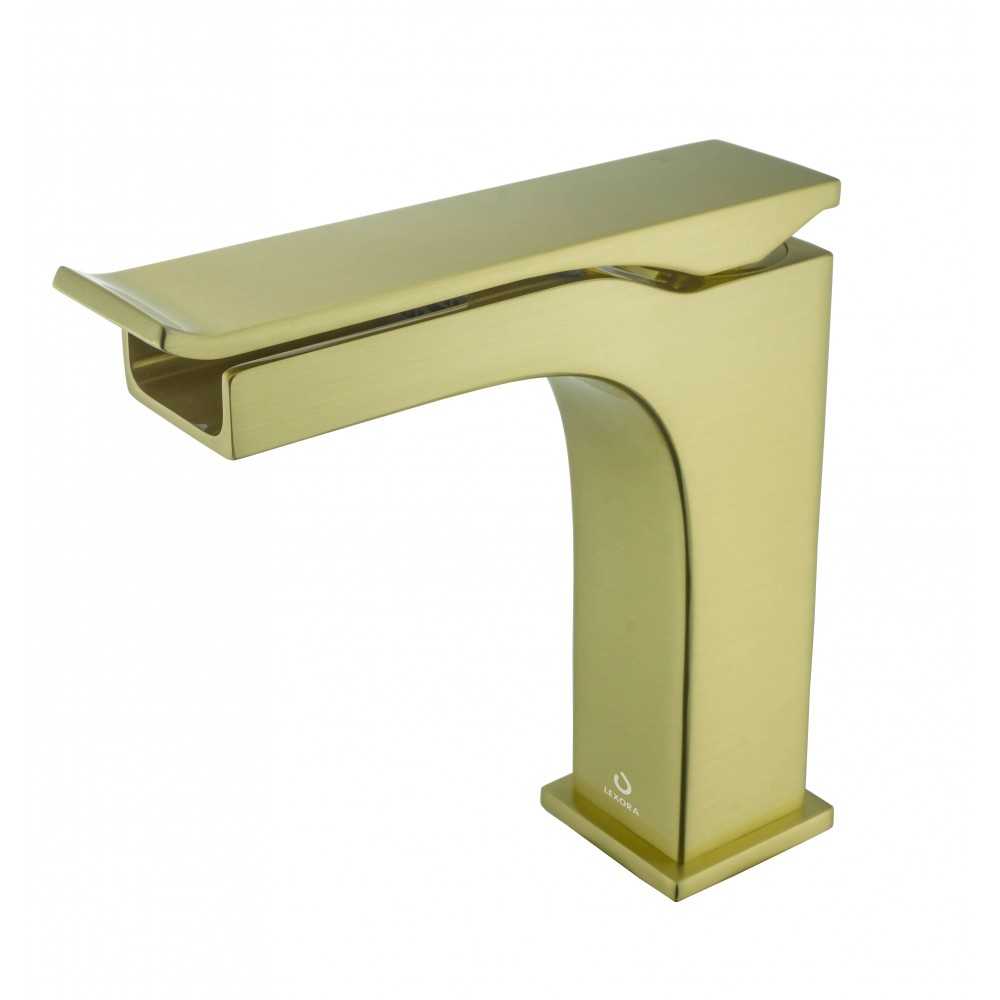 Balzani Brass Single Hole Waterfall Bathroom Faucet - Brushed Brass