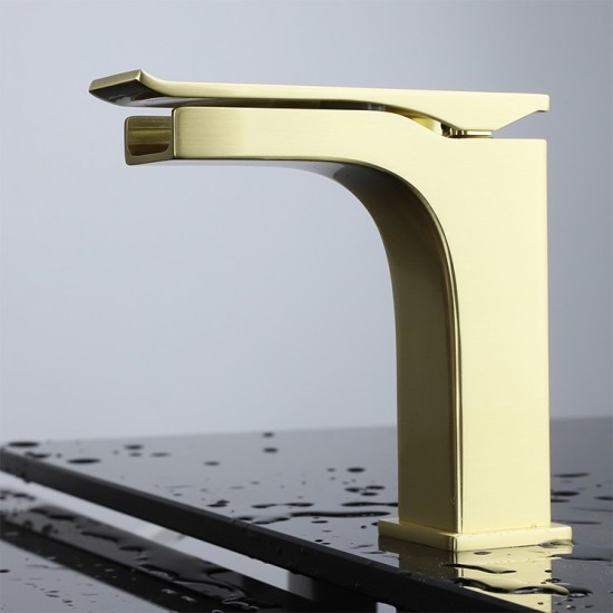 Balzani Brass Single Hole Waterfall Bathroom Faucet - Brushed Brass
