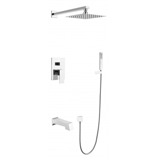 Monte Celo Set, 8" Square Rain Shower and Handheld, Chrome