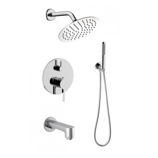 Salamonio Set, 8" Round Rain Shower and Handheld, Chrome