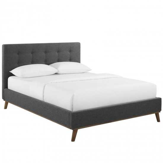 McKenzie Queen Biscuit Tufted Upholstered Fabric Platform Bed