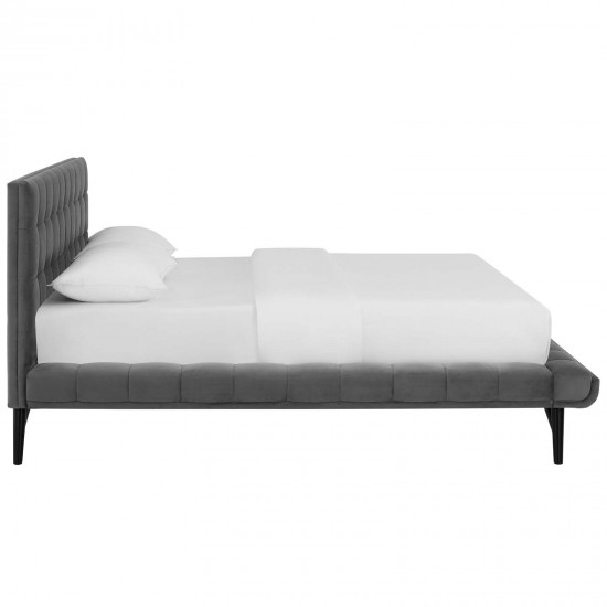 Julia Queen Biscuit Tufted Performance Velvet Platform Bed