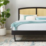 Sierra Cane and Wood Full Platform Bed With Angular Legs