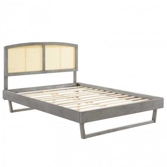 Sierra Cane and Wood Full Platform Bed With Angular Legs