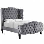 Violette Queen Tufted Wingback Performance Velvet Platform Bed