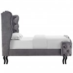 Violette Queen Tufted Wingback Performance Velvet Platform Bed