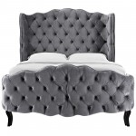 Violette Queen Tufted Wingback Performance Velvet Platform Bed