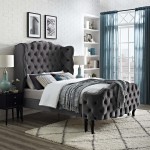 Violette Queen Tufted Wingback Performance Velvet Platform Bed