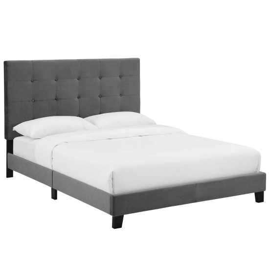 Melanie Twin Tufted Button Upholstered Performance Velvet Platform Bed