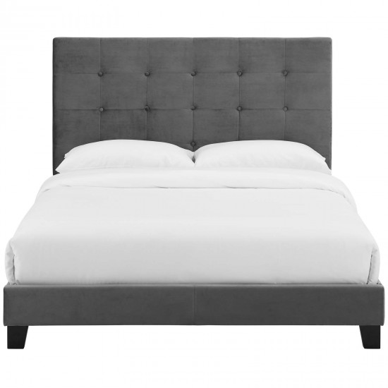 Melanie Twin Tufted Button Upholstered Performance Velvet Platform Bed