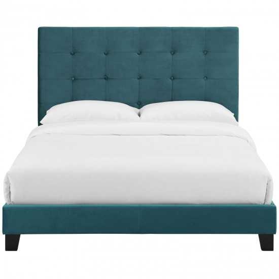 Melanie Twin Tufted Button Upholstered Performance Velvet Platform Bed