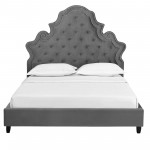 Valentina Queen Tufted Nailhead Performance Velvet Platform Bed