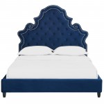 Valentina Queen Tufted Nailhead Performance Velvet Platform Bed