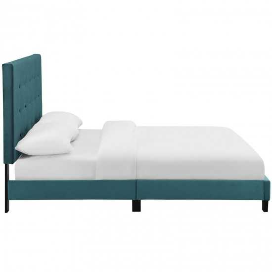 Melanie Queen Tufted Button Upholstered Performance Velvet Platform Bed