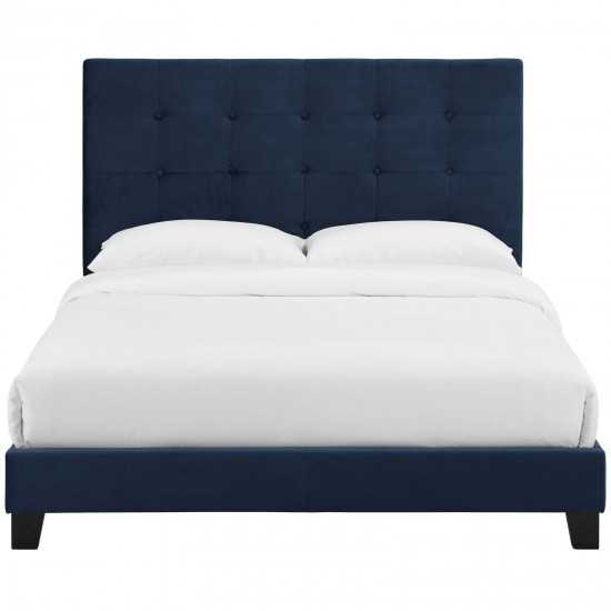 Melanie King Tufted Button Upholstered Performance Velvet Platform Bed