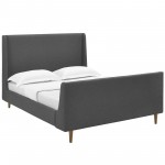 Aubree Queen Upholstered Fabric Sleigh Platform Bed