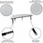 60" Circle Wave Collaborative Laminate Activity Table Set with 12" Student Stack Chairs, Grey/Black