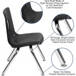 60" Circle Wave Collaborative Laminate Activity Table Set with 12" Student Stack Chairs, Grey/Black