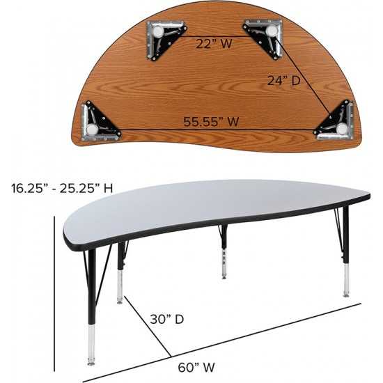 60" Circle Wave Collaborative Laminate Activity Table Set with 12" Student Stack Chairs, Grey/Black
