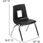 60" Circle Wave Collaborative Laminate Activity Table Set with 12" Student Stack Chairs, Grey/Black