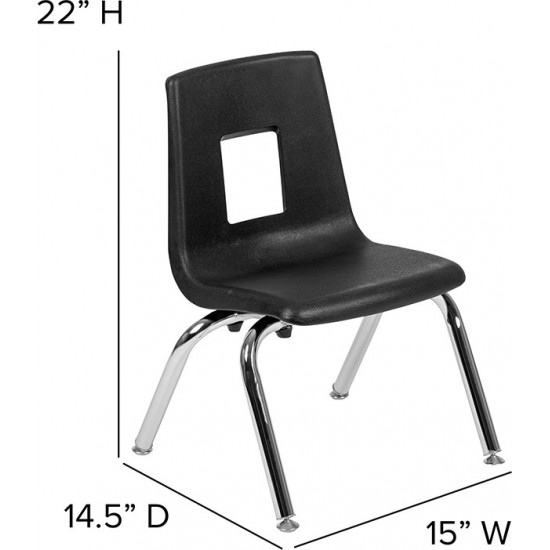 60" Circle Wave Collaborative Laminate Activity Table Set with 12" Student Stack Chairs, Grey/Black