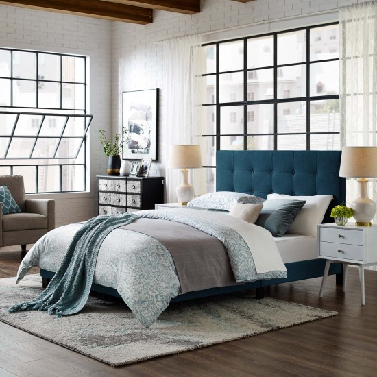 Melanie Twin Tufted Button Upholstered Fabric Platform Bed