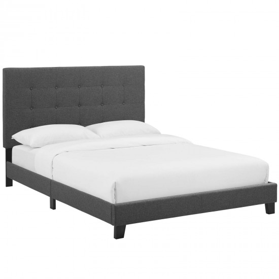 Melanie Twin Tufted Button Upholstered Fabric Platform Bed