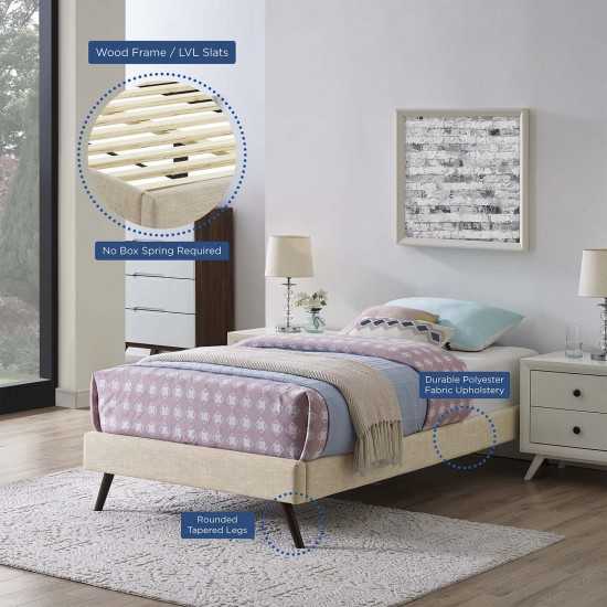 Loryn Twin Fabric Bed Frame with Round Splayed Legs