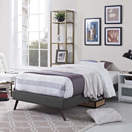 Loryn Twin Fabric Bed Frame with Round Splayed Legs