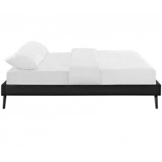 Loryn Queen Vinyl Bed Frame with Round Splayed Legs
