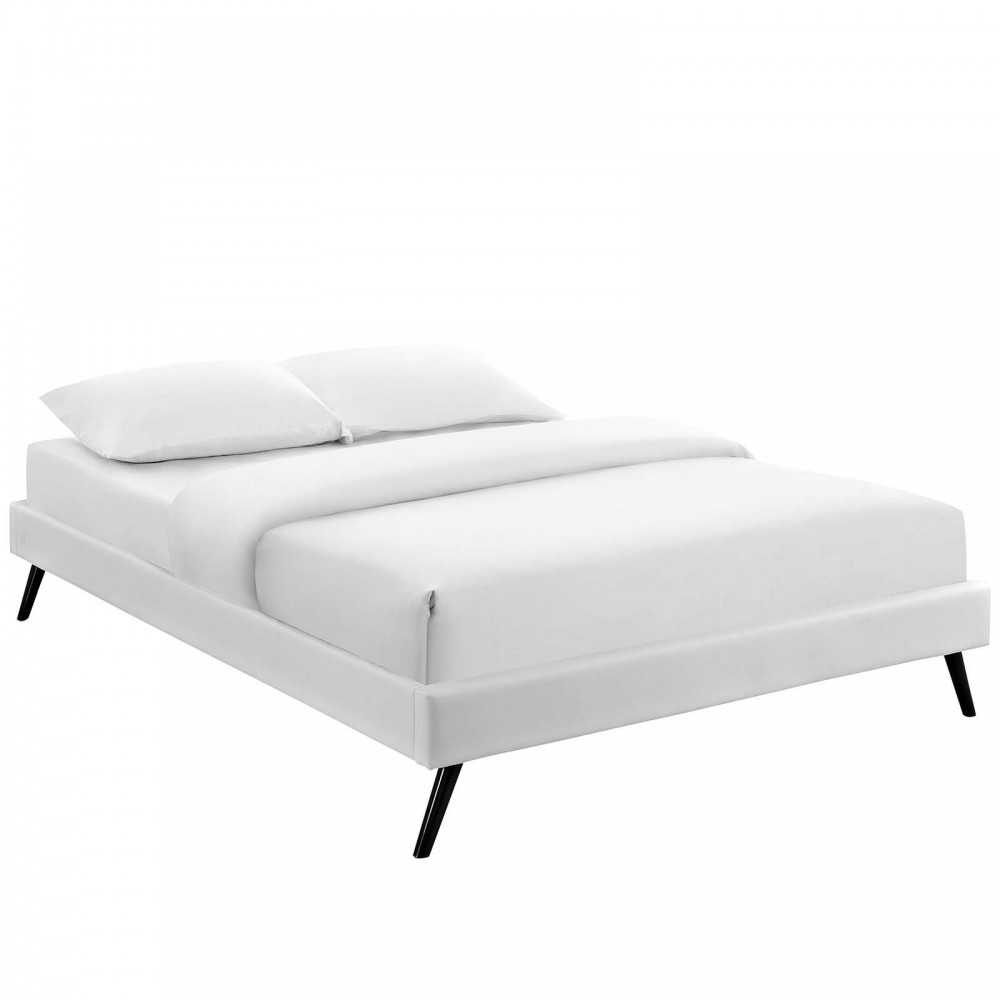 Loryn Queen Vinyl Bed Frame with Round Splayed Legs