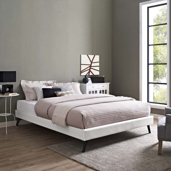 Loryn Queen Vinyl Bed Frame with Round Splayed Legs