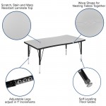 76" Oval Wave Collaborative Laminate Activity Table Set with 14" Student Stack Chairs, Grey/Black