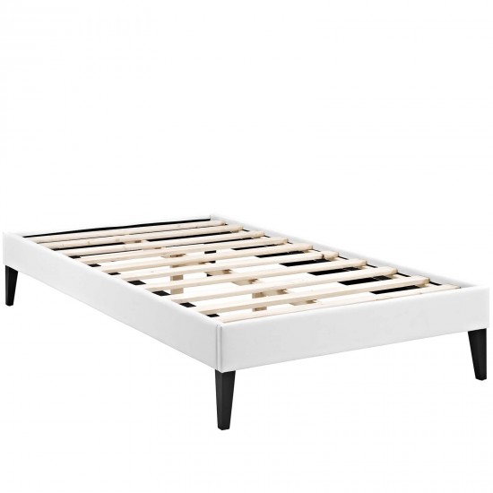 Tessie Twin Vinyl Bed Frame with Squared Tapered Legs