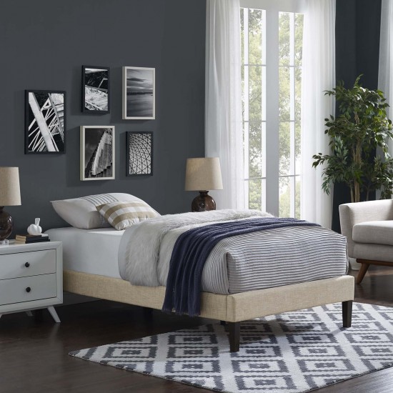 Tessie Twin Fabric Bed Frame with Squared Tapered Legs