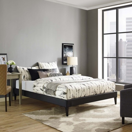 Tessie King Vinyl Bed Frame with Squared Tapered Legs