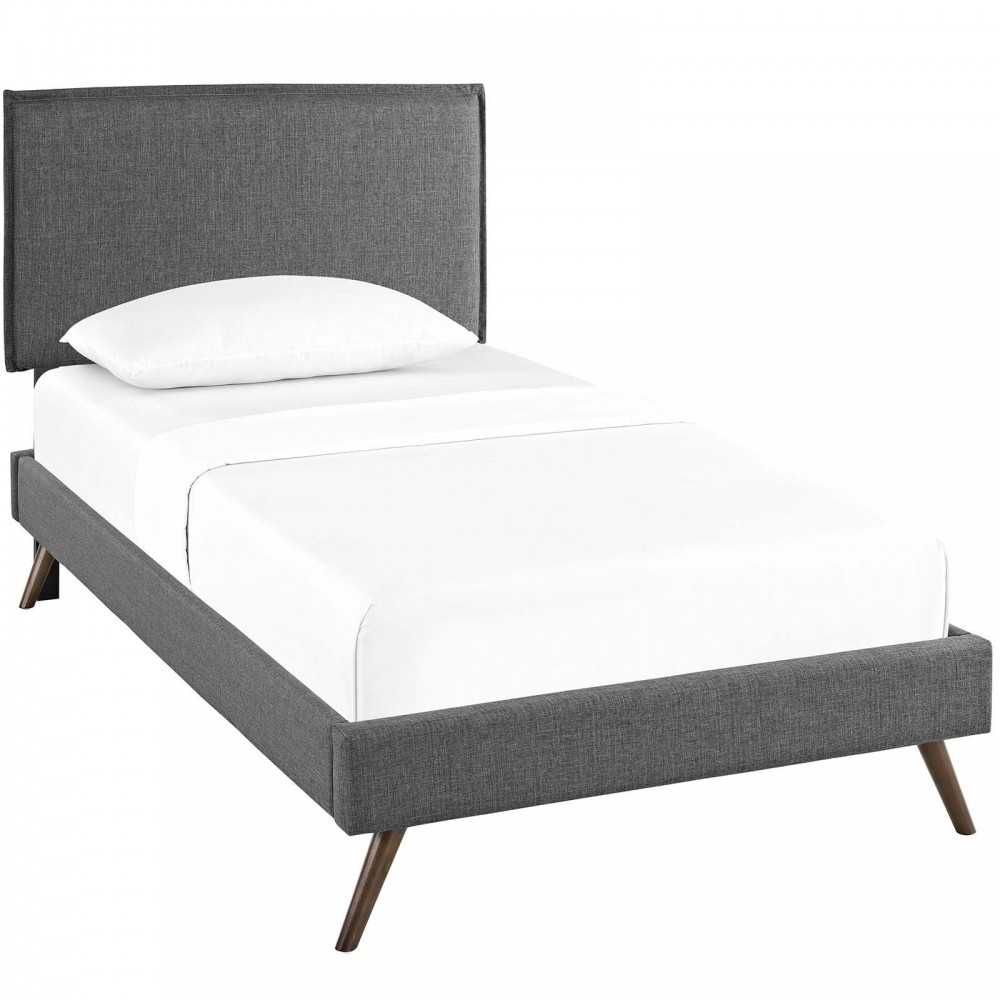 Amaris Twin Fabric Platform Bed with Round Splayed Legs Amaris Twin Fabric Platform Bed with Round Splayed Legs