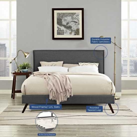 Amaris Full Fabric Platform Bed with Round Splayed Legs