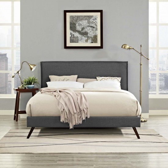 Amaris Full Fabric Platform Bed with Round Splayed Legs